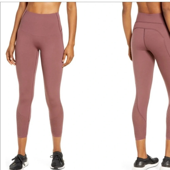 Spanx Every Wear Laser Wave Pocket 7/8 Active Leggings in Pink Size L Mauve - Picture 1 of 10